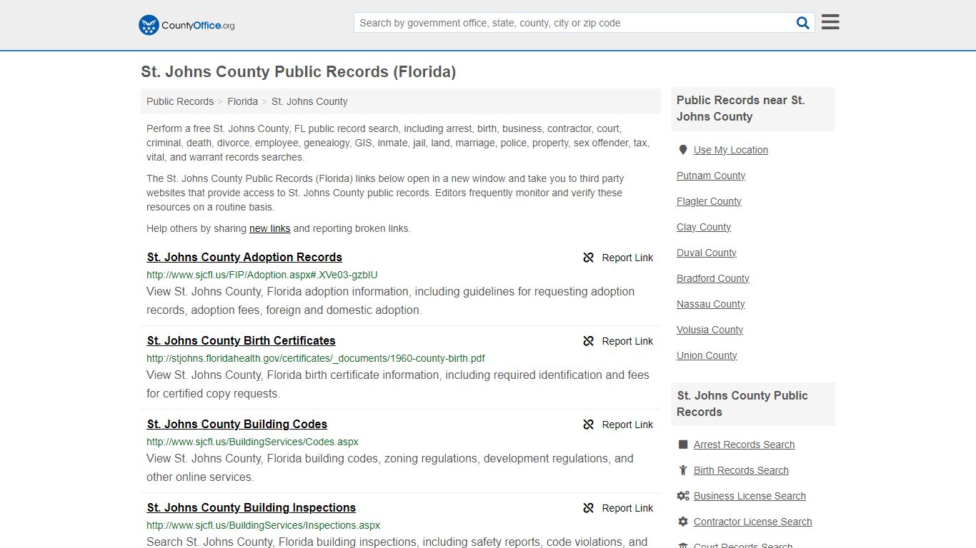 Public Records - St. Johns County, FL (Business, Criminal, GIS ...