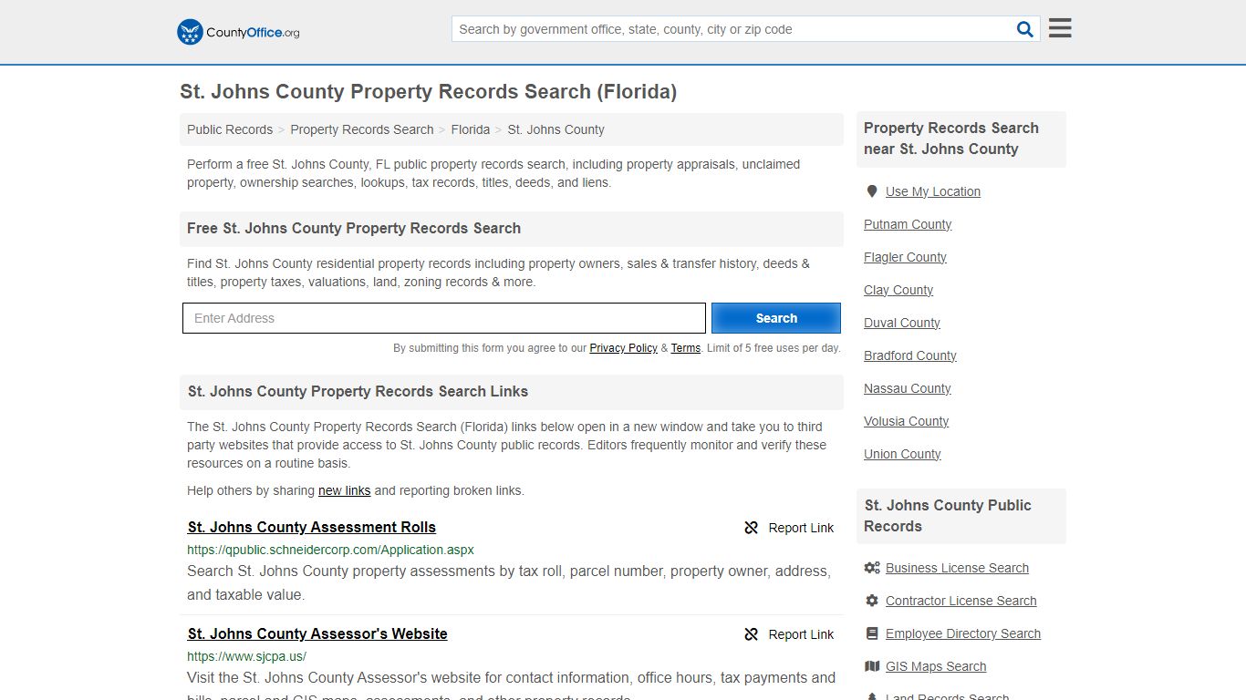 St. Johns County Property Records Search (Florida) - County Office
